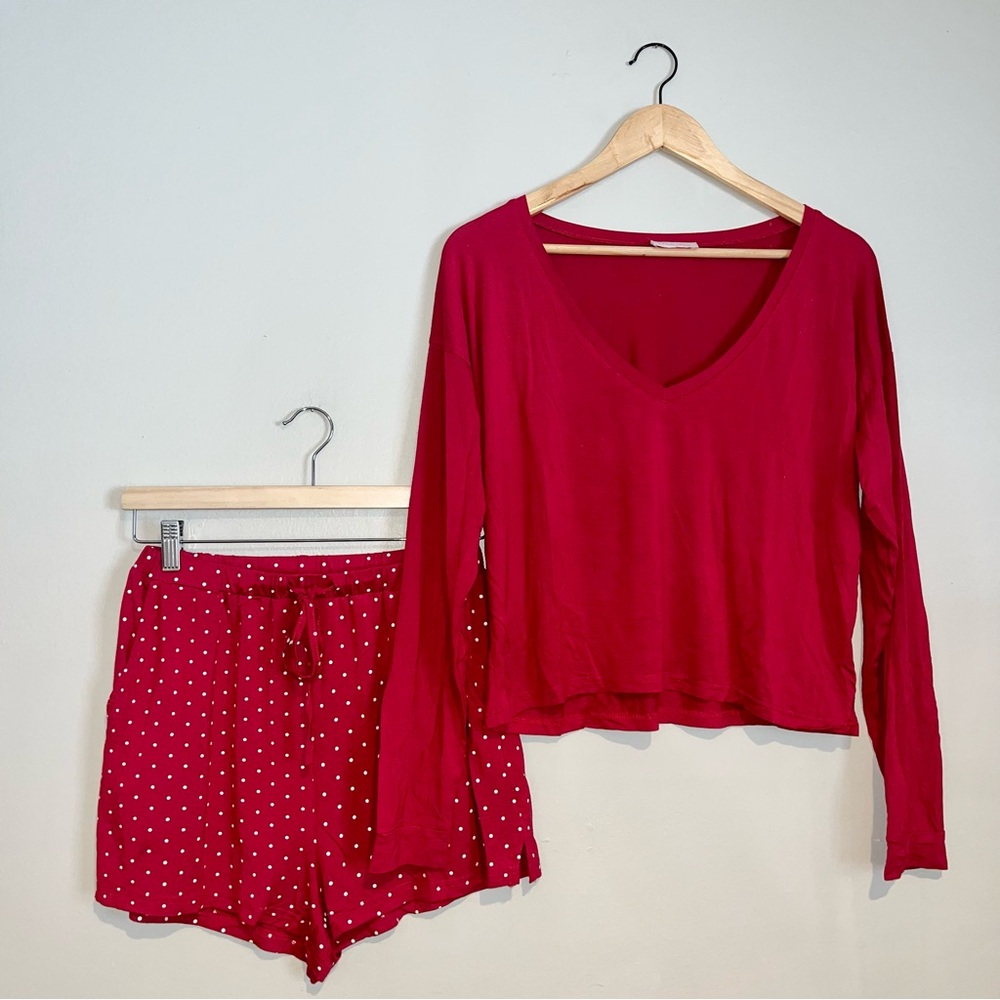 Pink Lily Wishing On Tomorrow Red Polka Dot Pajama Short Set Sz S